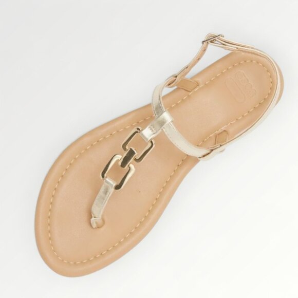 ASOS DESIGN Women's 7 Fortune Hardware Gold Chain T-Strap Slingback Sandal - Picture 1 of 6